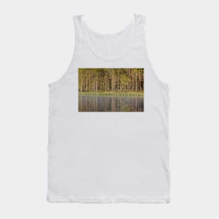 Forest reflecting to small lake at summer morning Tank Top